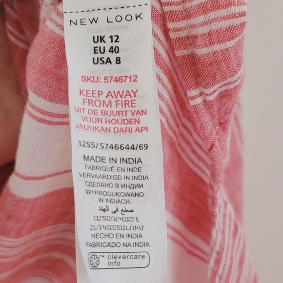 3/$25 New Look Soft Red & White Striped Cotton Tie- Front Shirt - Picture 6 of 8